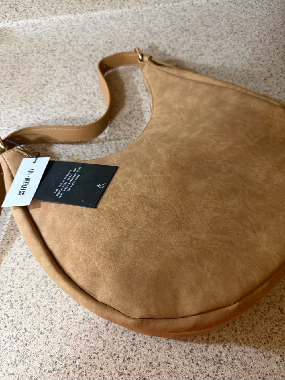 NWT! 4th + Reckless Faux Suede Hobo Shoulder Bag in Tan/Camel